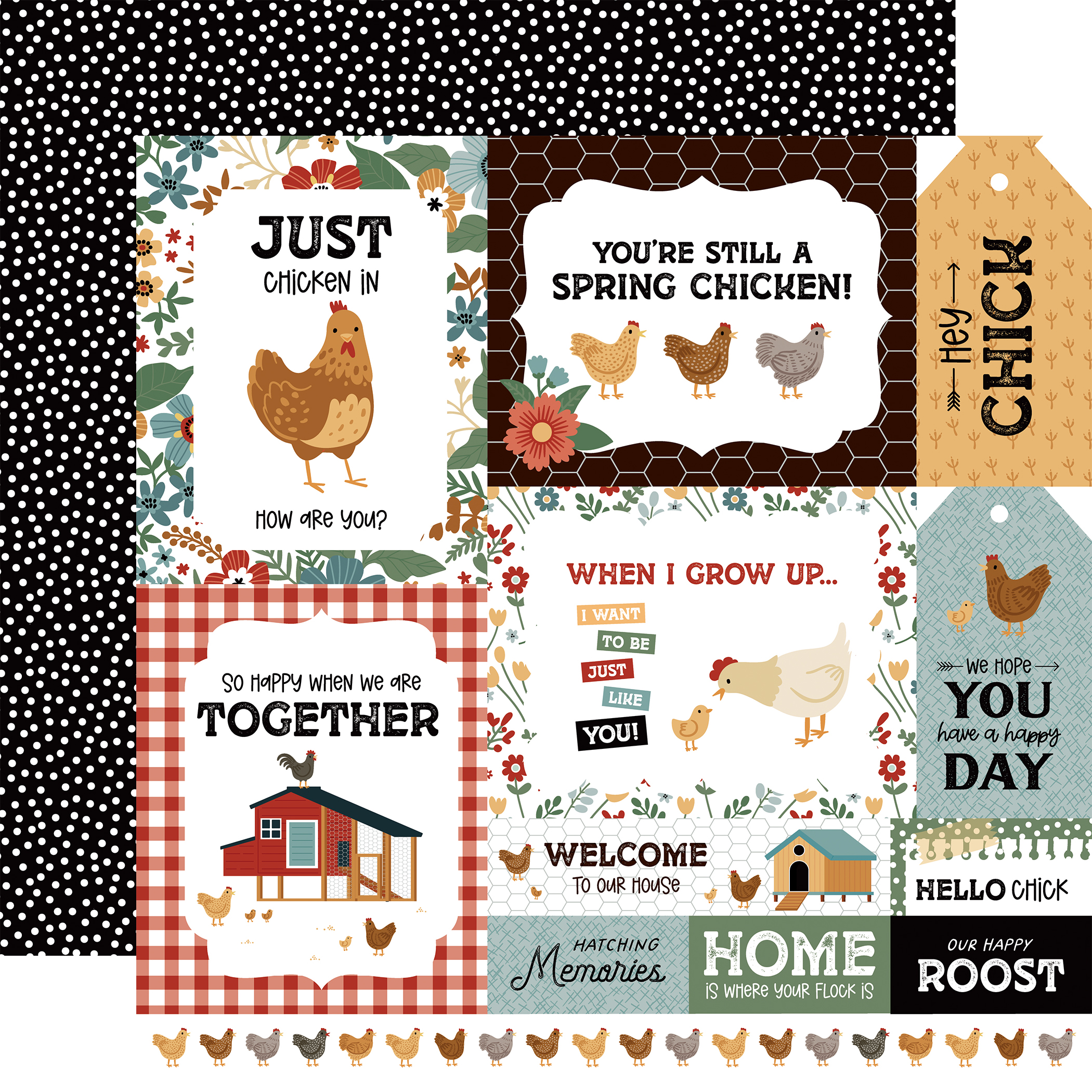 Echo Park Chickens 12X12 Multi Journaling Cards