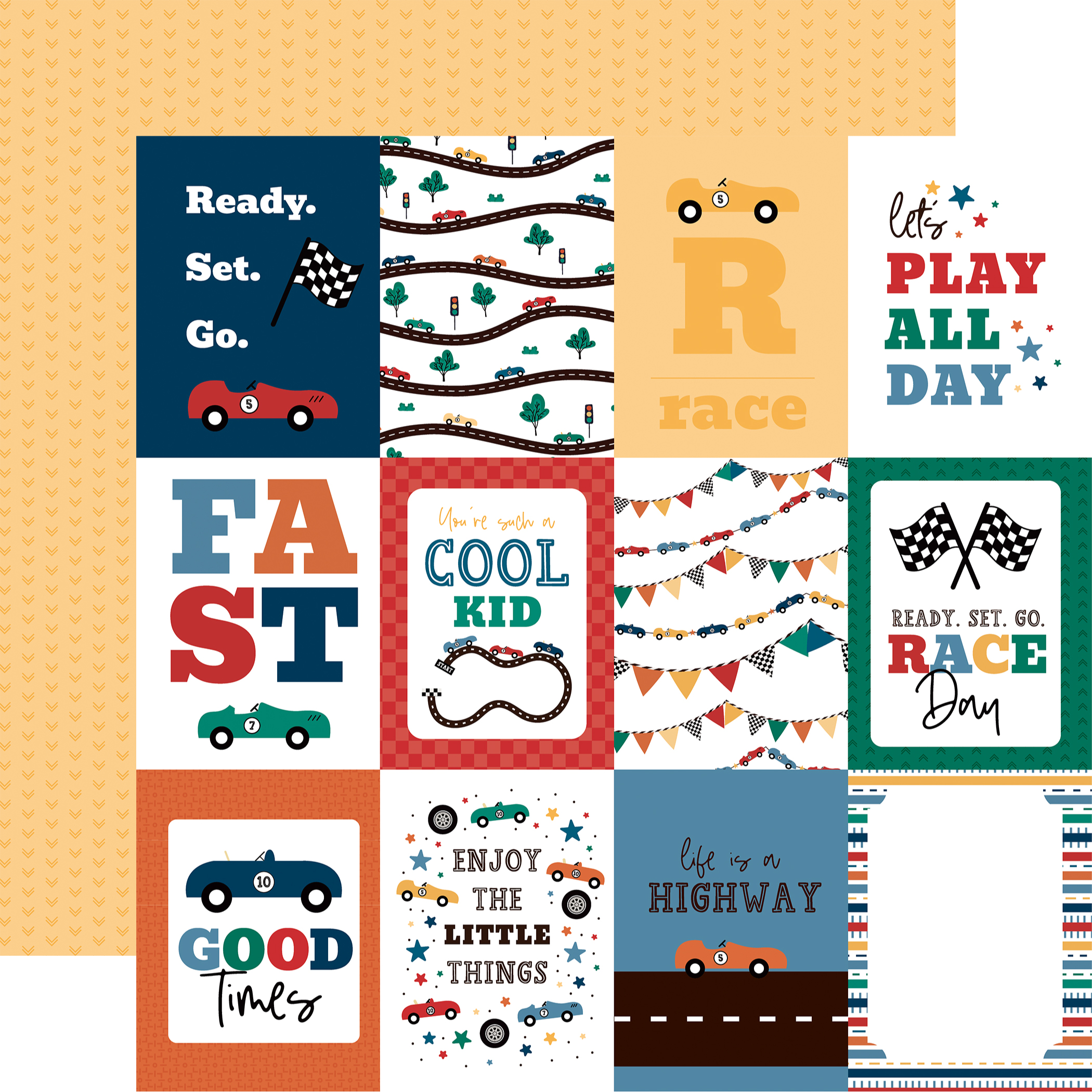 Echo Park Vroom! 12X12 3X4 Journaling Cards