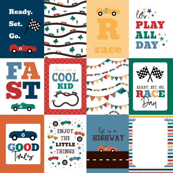 Echo Park Vroom! 12X12 3X4 Journaling Cards