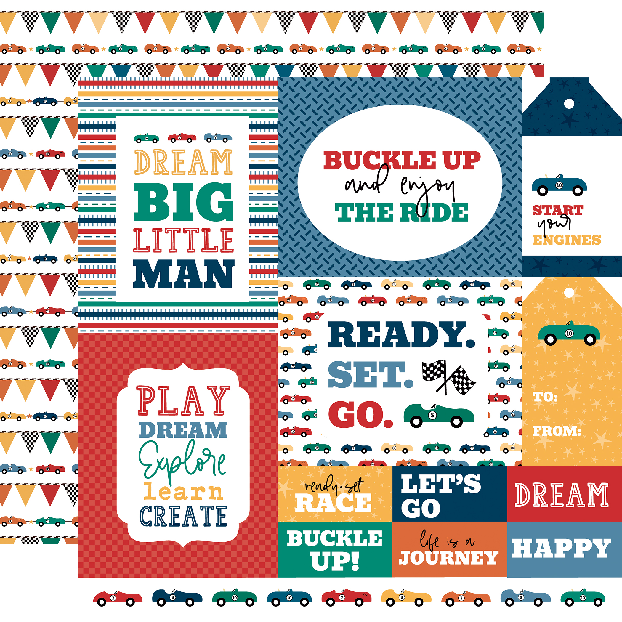 Echo Park Vroom! 12X12 Multi Journaling Cards