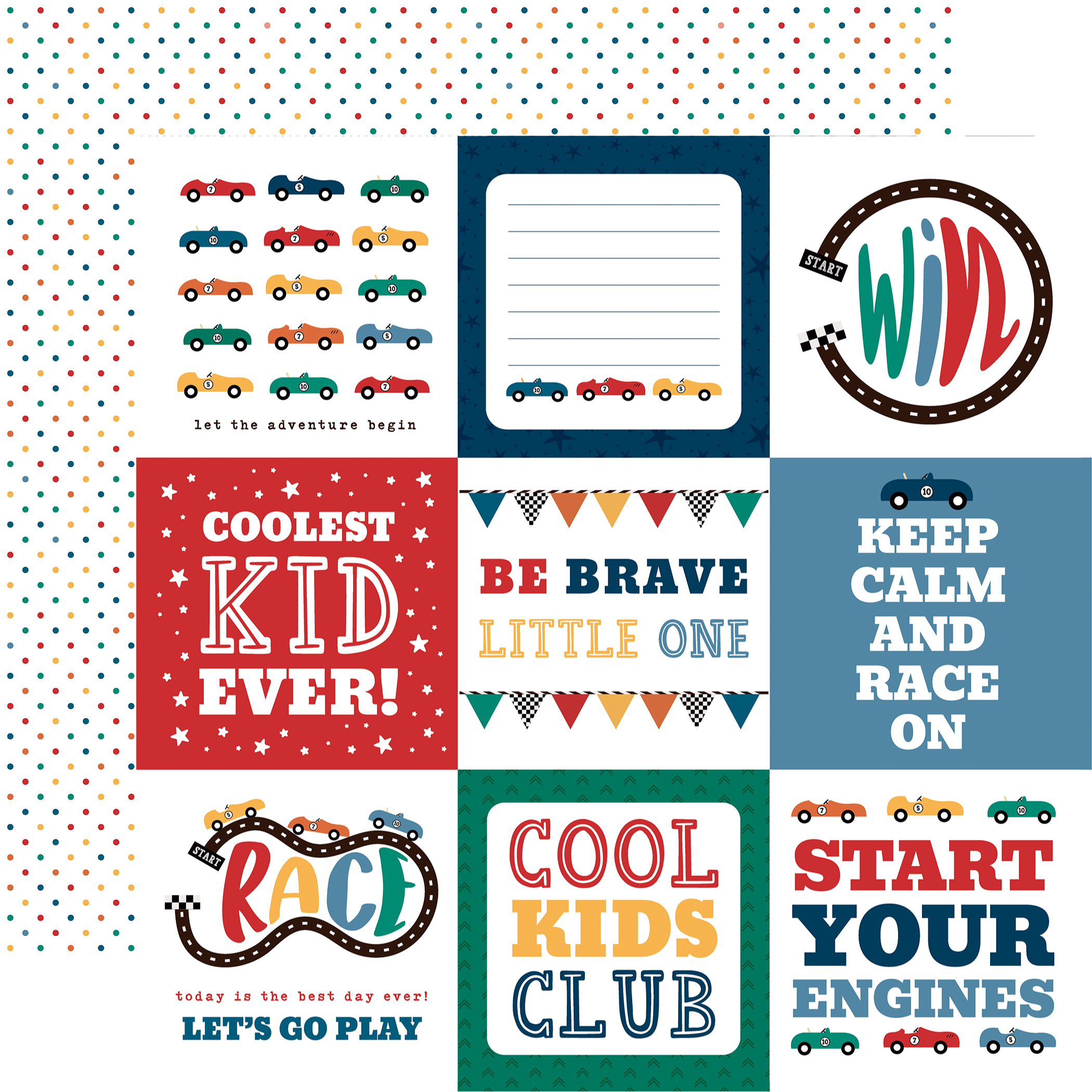 Echo Park Vroom! 12X12 4X4 Journaling Cards