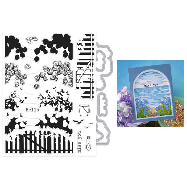 Hero Arts Coastal Blooms Heroscape Stamp & Cut Set From the Seaside Blooms Collection