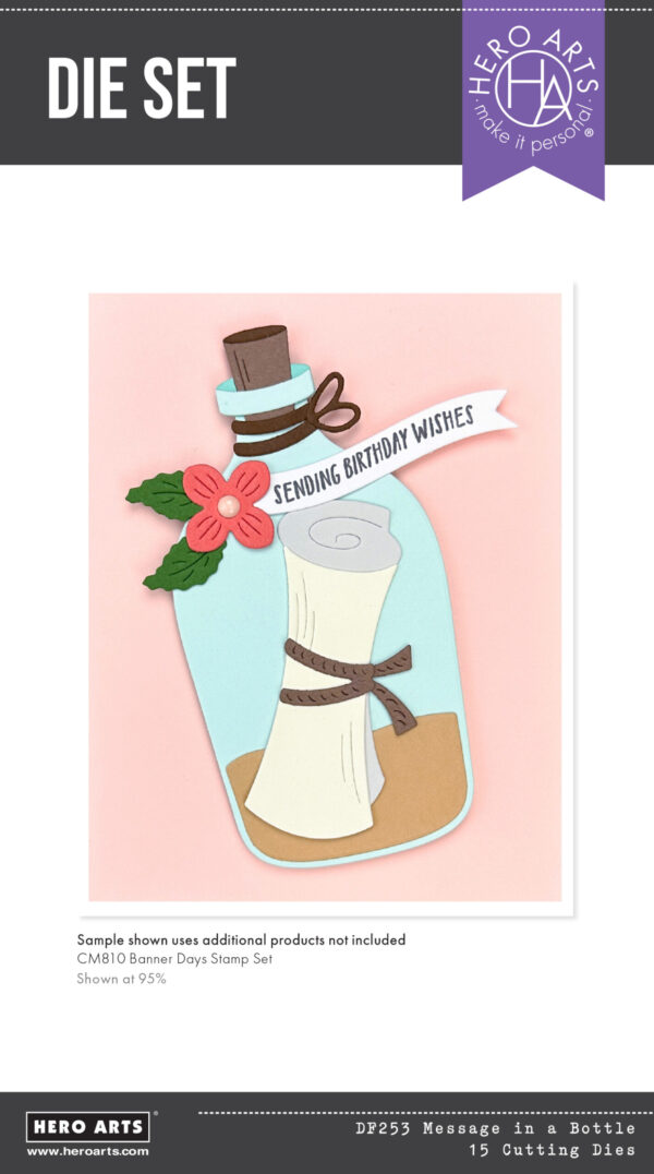 Hero Arts Message in A Bottle Etched Dies From the Summer By the Shore Collection