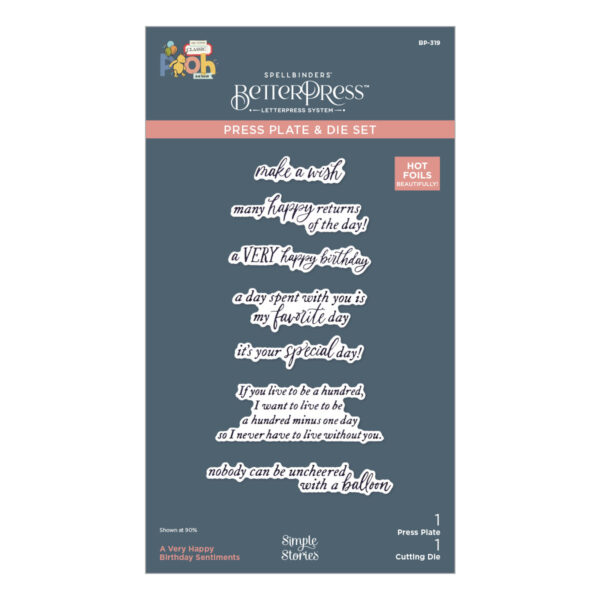 Spellbinders A Very Happy Birthday Sentiments Press Plate & Die Set From the Say Cheese Classic Mouse Collection