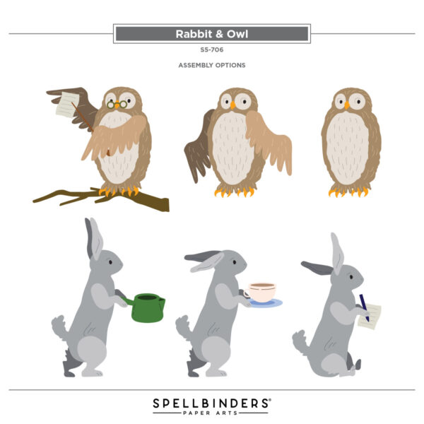 Spellbinders Rabbit & Owl Etched Dies From the Say Cheese Classic Pooh Birthday Collection By Simple Stories