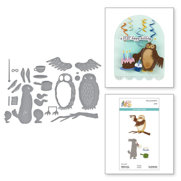 Spellbinders Rabbit & Owl Etched Dies From the Say Cheese Classic Pooh Birthday Collection By Simple Stories