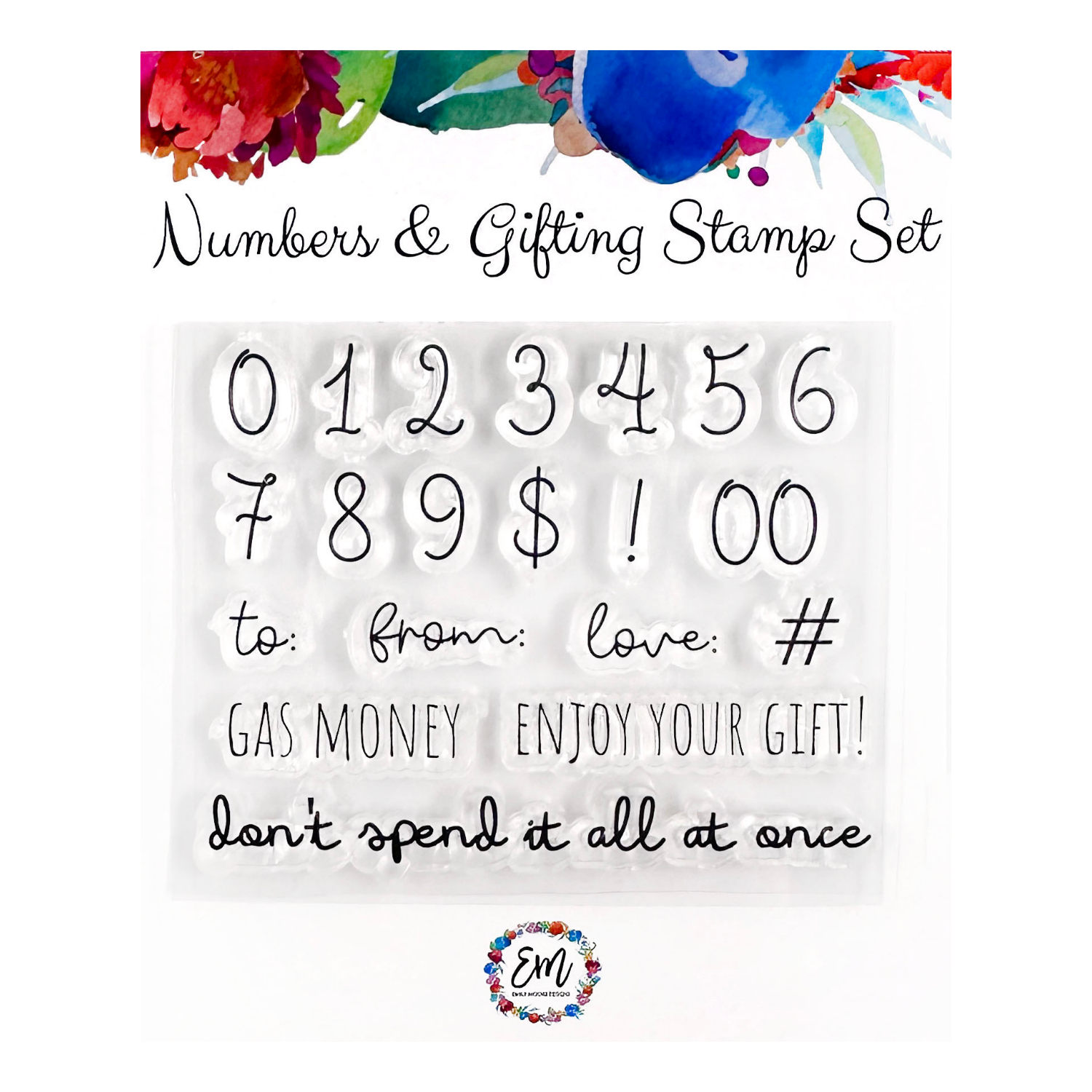 Emily Moore Designs Stamp Numbers and Gifting