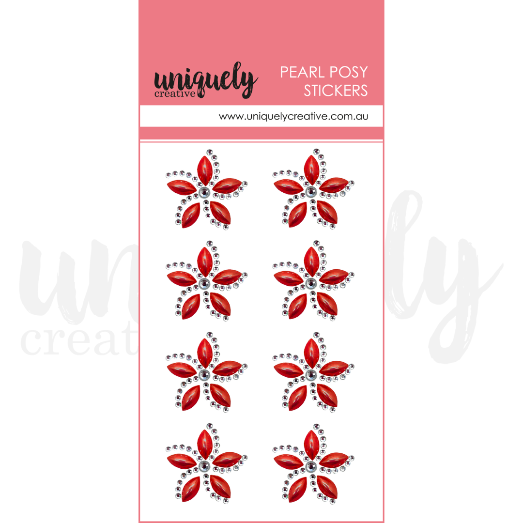 Uniquley Creative Pearl Posy Stickers Christmas Red