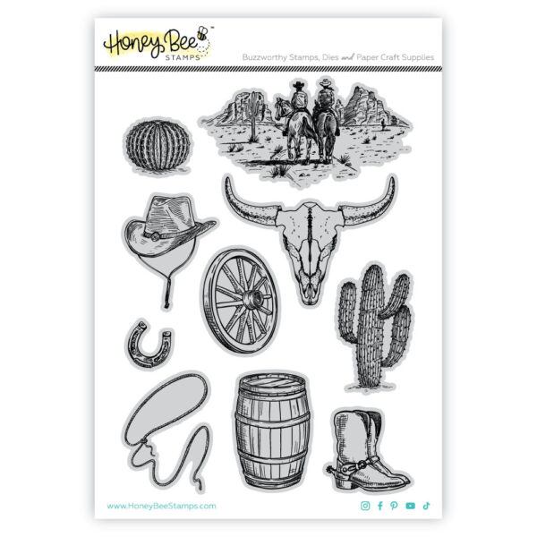 Honey Bee On the Range 5X7 Red Rubber Set