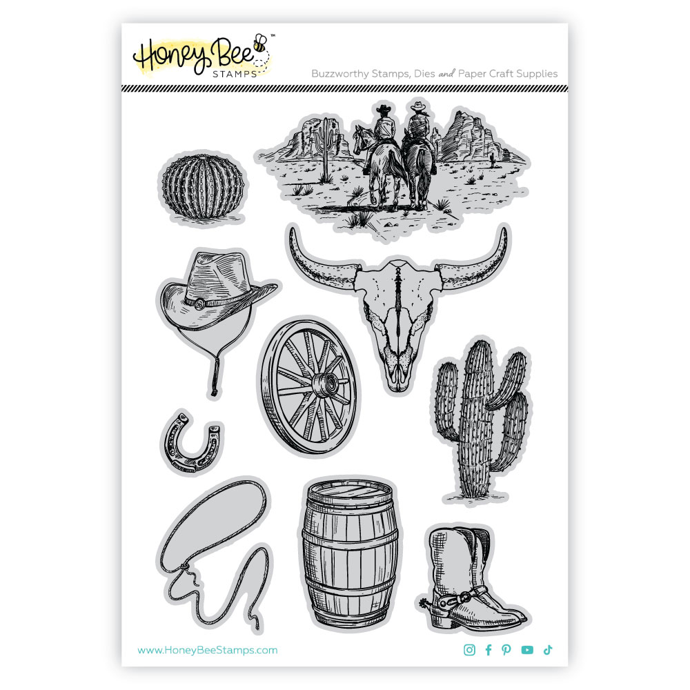 Honey Bee On the Range 5X7 Red Rubber Set