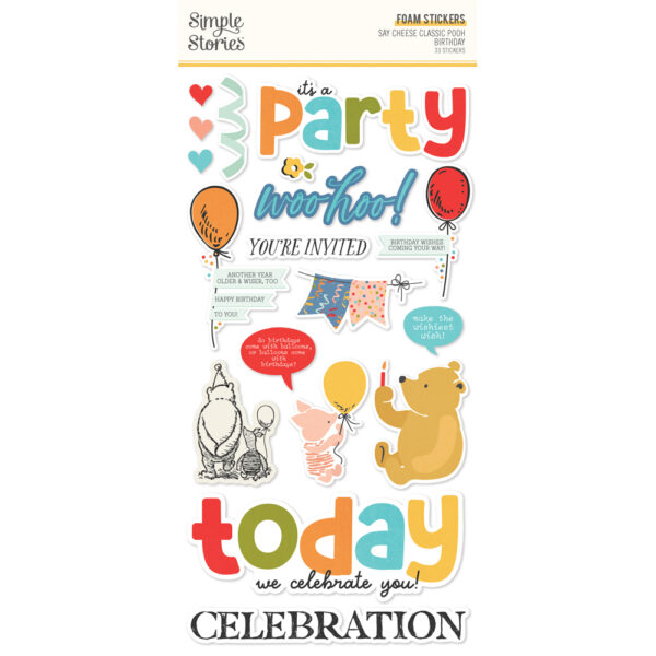 Simple Stories Say Cheese Classic Pooh Birthday Foam Stickers Simple Stories Say Cheese Classic Pooh Birthday Foam Stickers