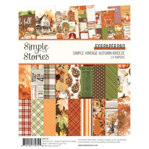 Simple Stories Simple Vintage Autumn Breeze 6X8 Pad Simple Stories Simple Vintage Autumn Breeze 6X8 Pad
