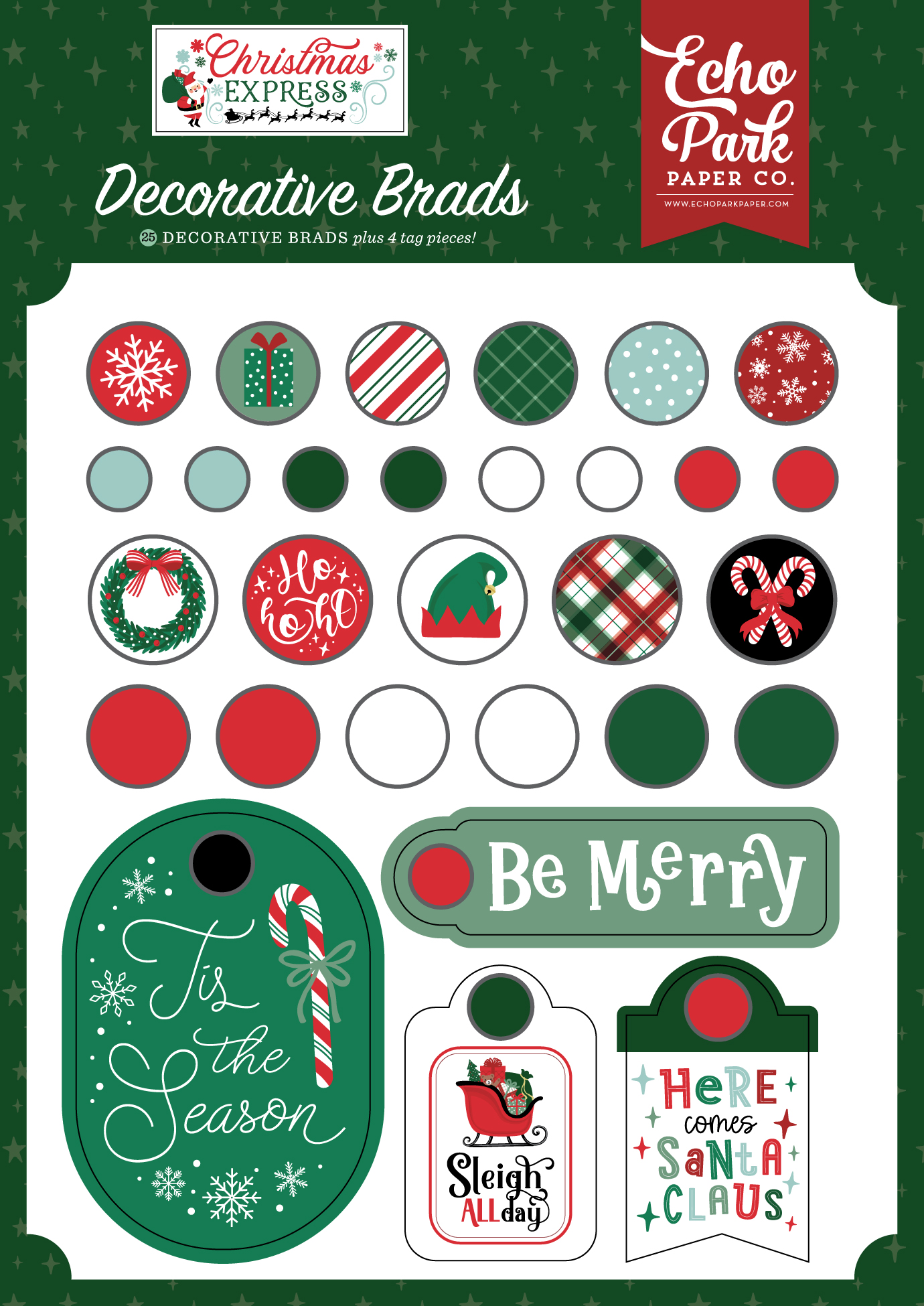 Echo Park Christmas Express Decorative Brads