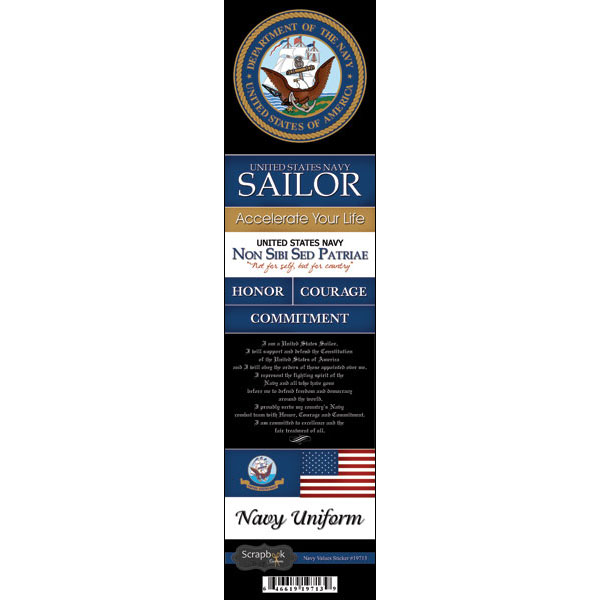 SCRAPBOOK CUSTOMS STICKER NAVY VALUES