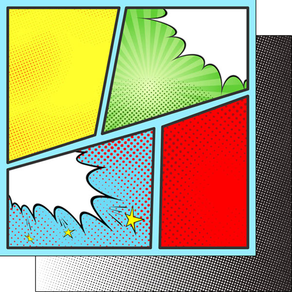 SCRAPBOOK CUSTOMS 12X12 COMIC BOOK PAGE DOUBLE SIDED