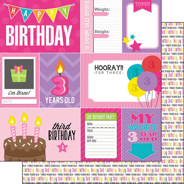 SCRAPBOOK CUSTOMS 12X12 3RD BIRTHDAY GIRL JOURNAL