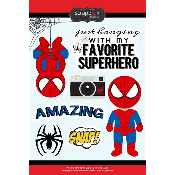 SCRAPBOOK CUSTOMS STICKER SPIDER SUPERHERO