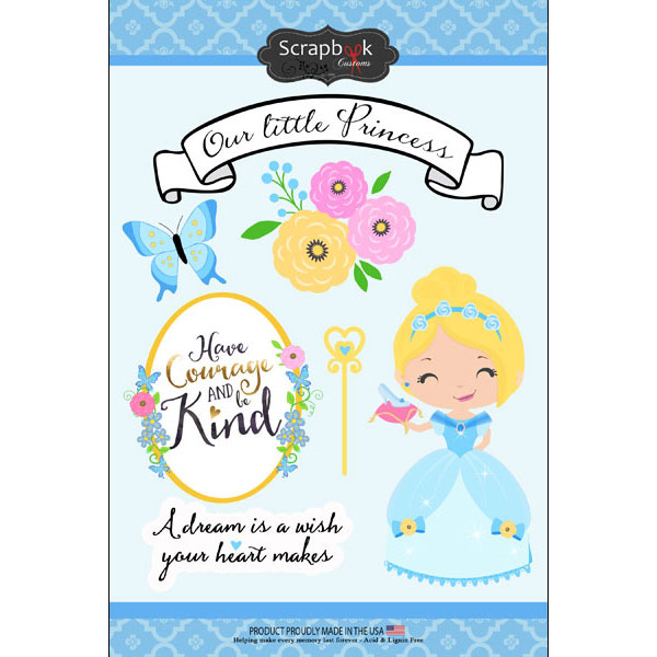 SCRAPBOOK CUSTOMS STICKER BLUE PRINCESS