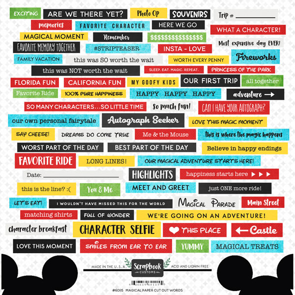 SCRAPBOOK CUSTOMS MAGICAL WORDS CUT-OUTS