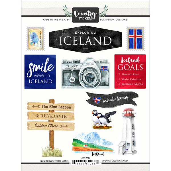 SCRAPBOOK CUSTOMS EXPLORE STICKER ICELAND