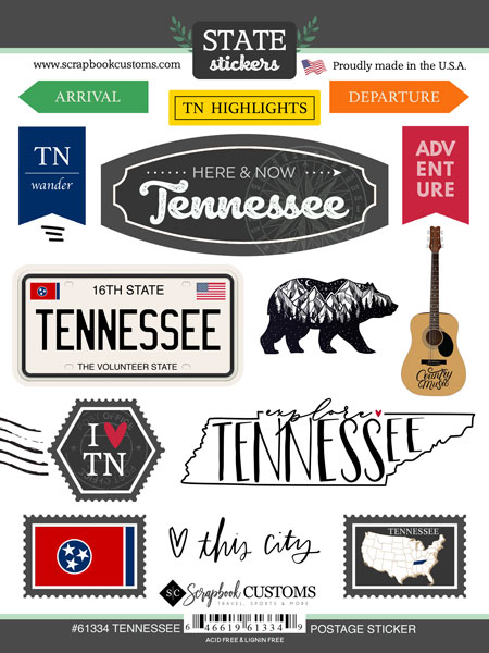 SCRAPBOOK CUSTOMS STATE STICKER TENNESSEE POSTAGE SCRAPBOOK CUSTOMS STATE STICKER TENNESSEE POSTAGE