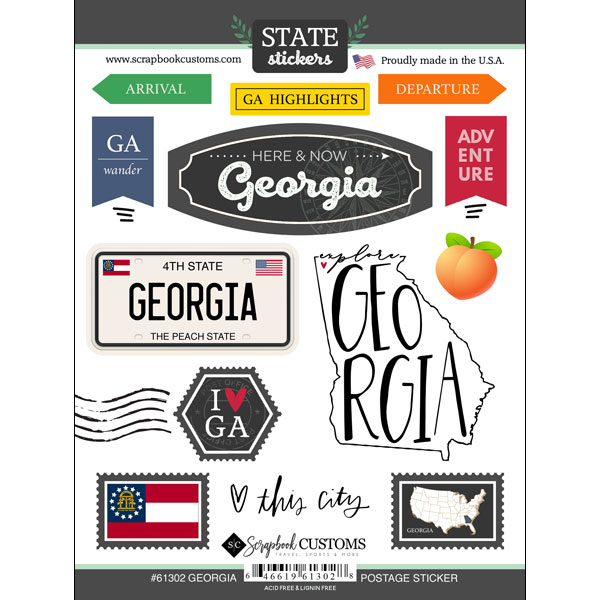 SCRAPBOOK CUSTOMS STATE STICKER GEORGIA POSTAGE