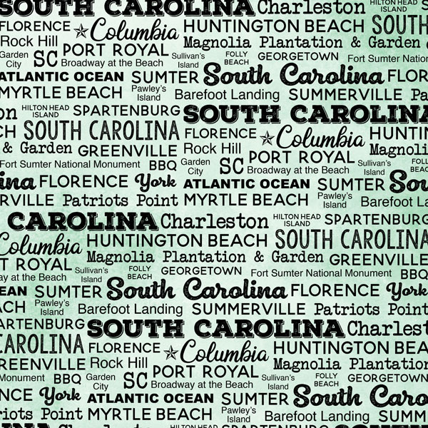 SCRAPBOOK CUSTOMS POSTAGE MAP 12X12 SOUTH CAROLINA