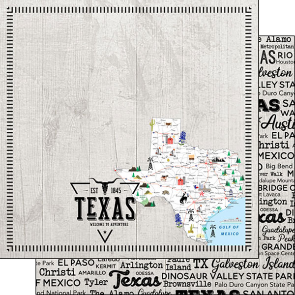 SCRAPBOOK CUSTOMS POSTAGE MAP 12X12 TEXAS