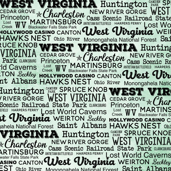 SCRAPBOOK CUSTOMS POSTAGE MAP 12X12 WEST VIRGINIA