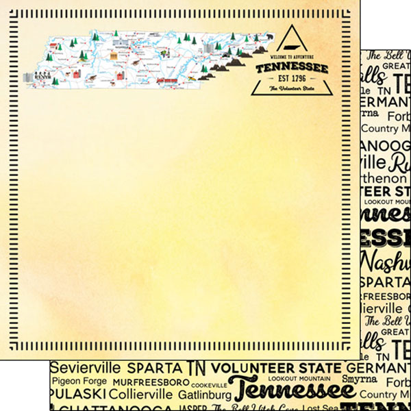 SCRAPBOOK CUSTOMS POSTAGE MAP 12X12 TENNESSEE