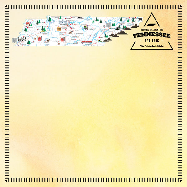 SCRAPBOOK CUSTOMS POSTAGE MAP 12X12 TENNESSEE