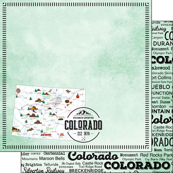 SCRAPBOOK CUSTOMS POSTAGE MAP 12X12 COLORADO SCRAPBOOK CUSTOMS POSTAGE MAP 12X12 COLORADO