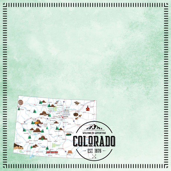 SCRAPBOOK CUSTOMS POSTAGE MAP 12X12 COLORADO
