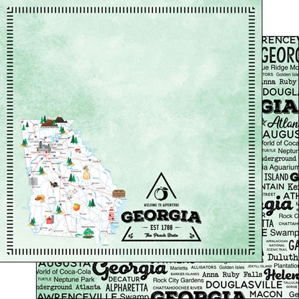 SCRAPBOOK CUSTOMS POSTAGE MAP 12X12 GEORGIA