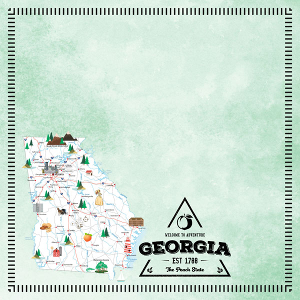 SCRAPBOOK CUSTOMS POSTAGE MAP 12X12 GEORGIA