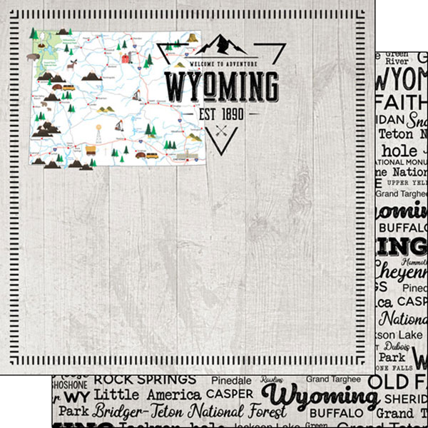 SCRAPBOOK CUSTOMS POSTAGE MAP 12X12 WYOMING SCRAPBOOK CUSTOMS POSTAGE MAP 12X12 WYOMING