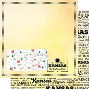 SCRAPBOOK CUSTOMS POSTAGE MAP 12X12 KANSAS