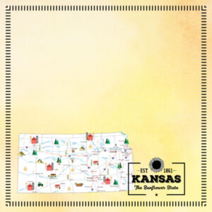 SCRAPBOOK CUSTOMS POSTAGE MAP 12X12 KANSAS