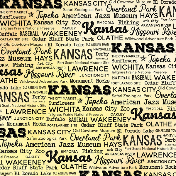 SCRAPBOOK CUSTOMS POSTAGE MAP 12X12 KANSAS