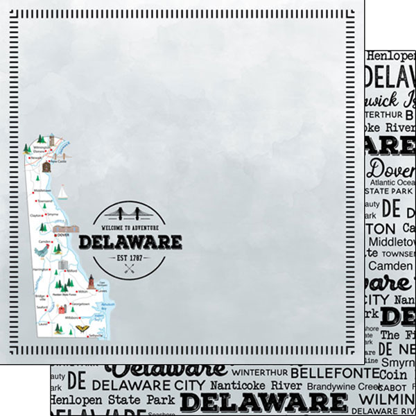 SCRAPBOOK CUSTOMS POSTAGE MAP 12X12 DELAWARE SCRAPBOOK CUSTOMS POSTAGE MAP 12X12 DELAWARE