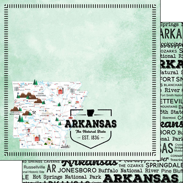 SCRAPBOOK CUSTOMS POSTAGE MAP 12X12 ARKANSAS SCRAPBOOK CUSTOMS POSTAGE MAP 12X12 ARKANSAS