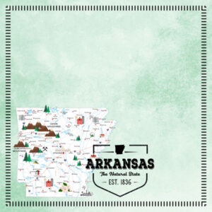 SCRAPBOOK CUSTOMS POSTAGE MAP 12X12 ARKANSAS