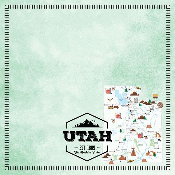 SCRAPBOOK CUSTOMS POSTAGE MAP 12X12 UTAH