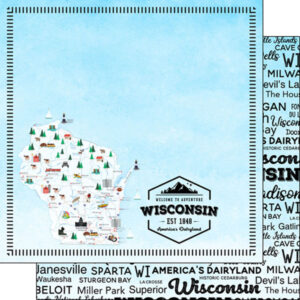 SCRAPBOOK CUSTOMS POSTAGE MAP 12X12 WISCONSIN
