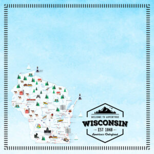SCRAPBOOK CUSTOMS POSTAGE MAP 12X12 WISCONSIN