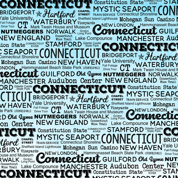 SCRAPBOOK CUSTOMS POSTAGE MAP 12X12 CONNECTICUT