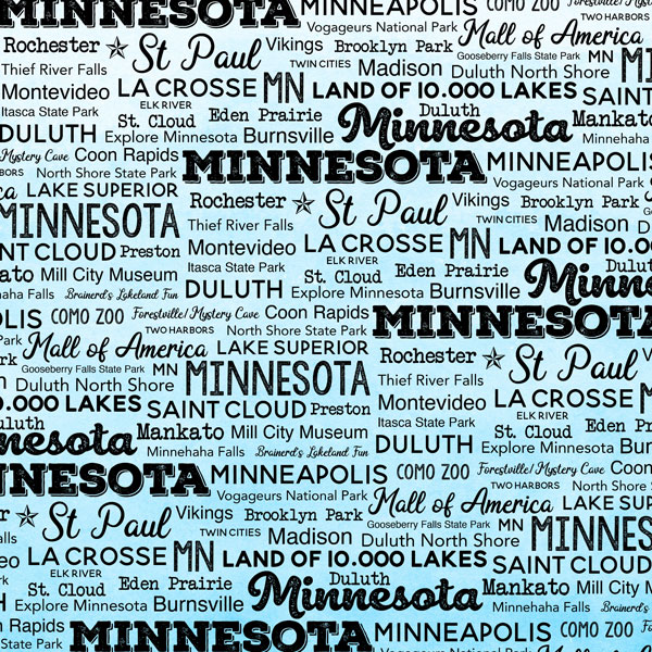 SCRAPBOOK CUSTOMS POSTAGE MAP 12X12 MINNESOTA