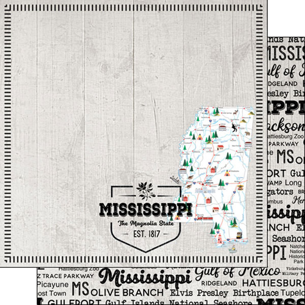 SCRAPBOOK CUSTOMS POSTAGE MAP 12X12 MISSISSIPPI SCRAPBOOK CUSTOMS POSTAGE MAP 12X12 MISSISSIPPI