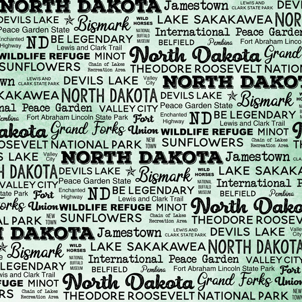 SCRAPBOOK CUSTOMS POSTAGE MAP 12X12 NORTH DAKOTA