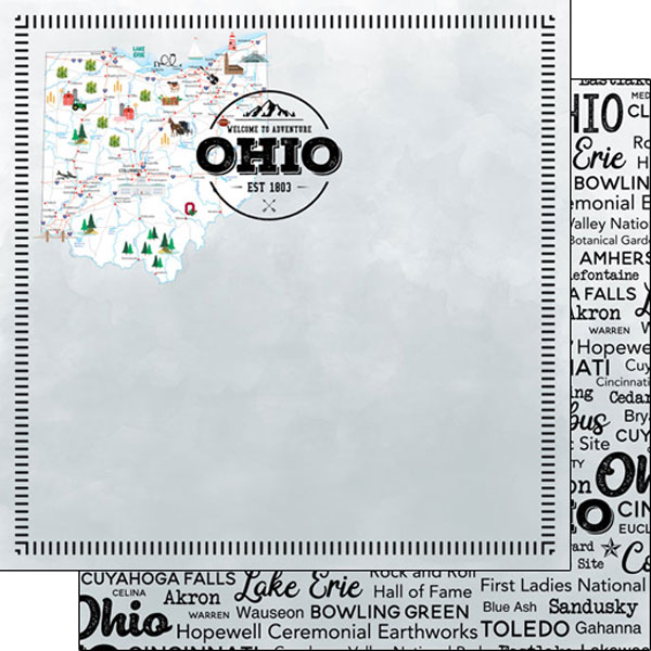 SCRAPBOOK CUSTOMS POSTAGE MAP 12X12 OHIO SCRAPBOOK CUSTOMS POSTAGE MAP 12X12 OHIO
